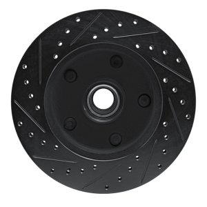 Ford E-150 Econoline Brake Rotor (1) - Front Right - R1 Concepts - Drilled & Slotted - Black - `94-`01